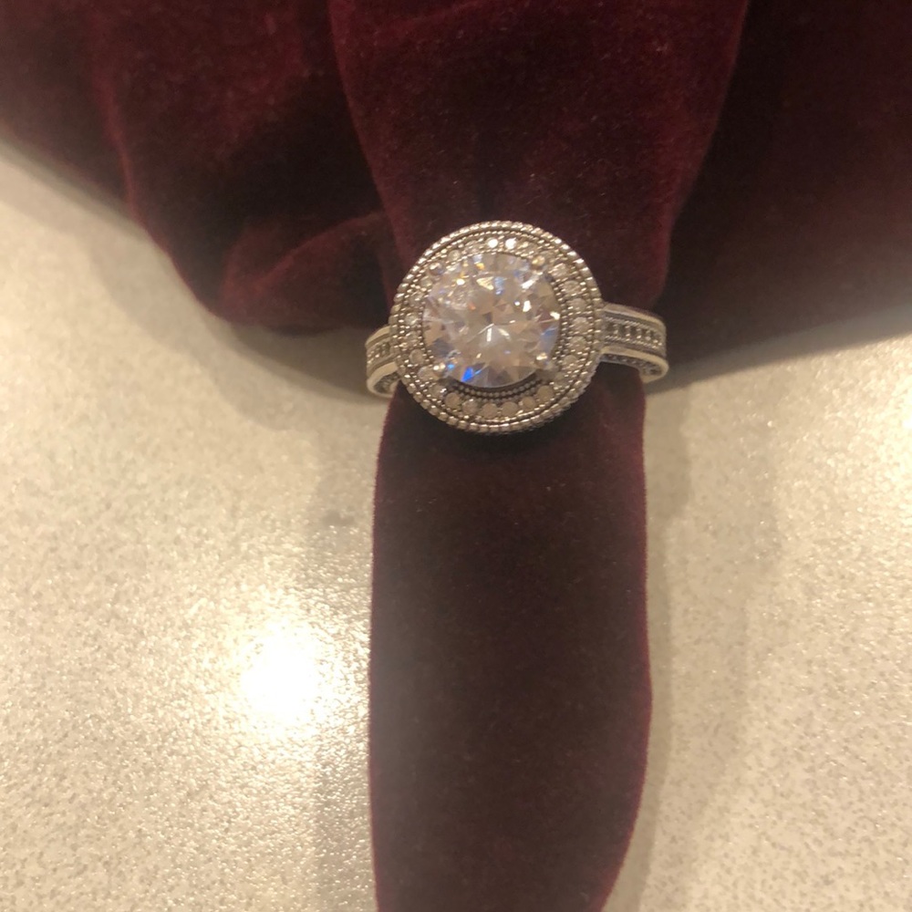 White sapphire sterling silver ring